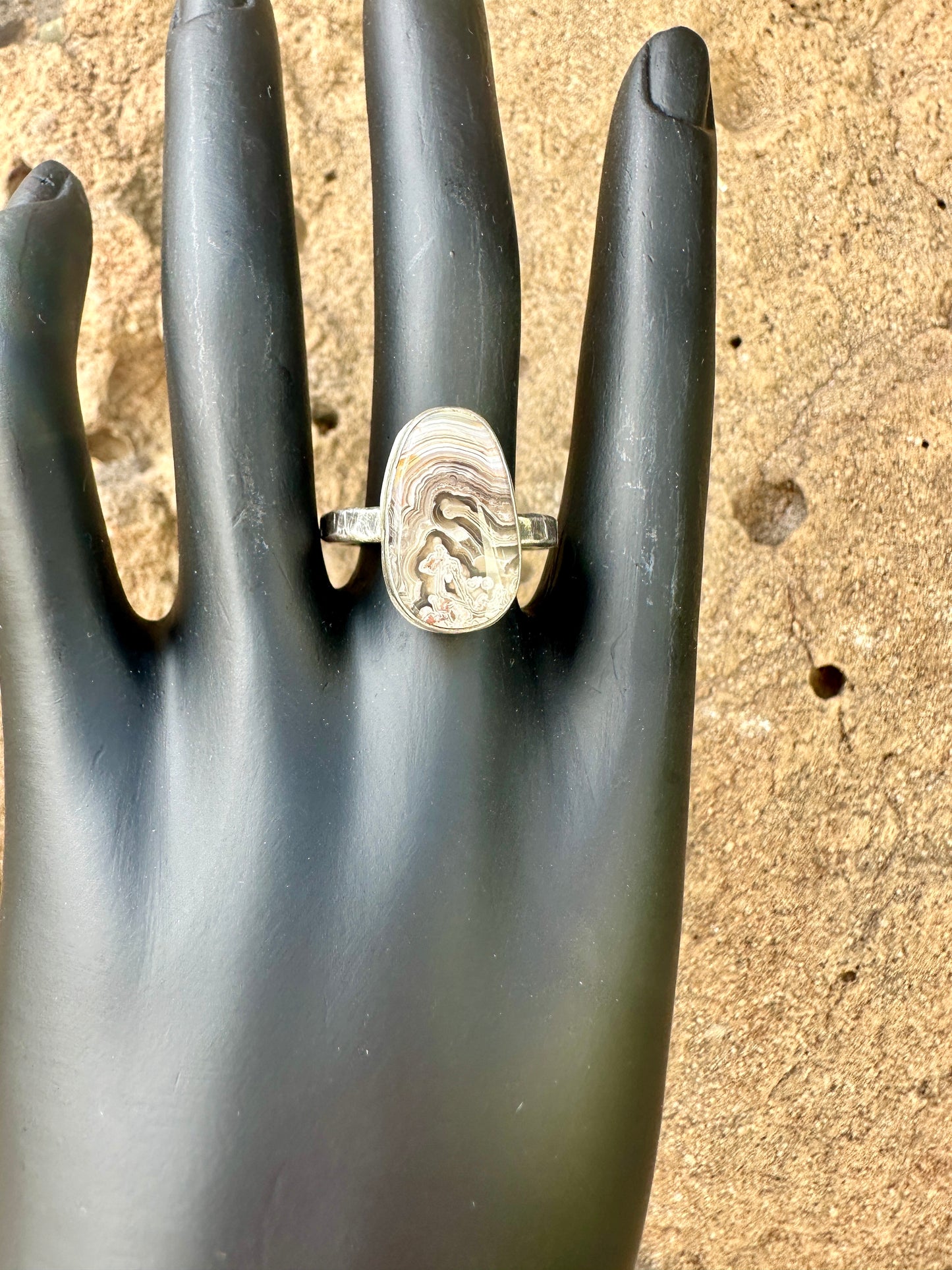 Sterling Silver Laguna Lace Agate Ring