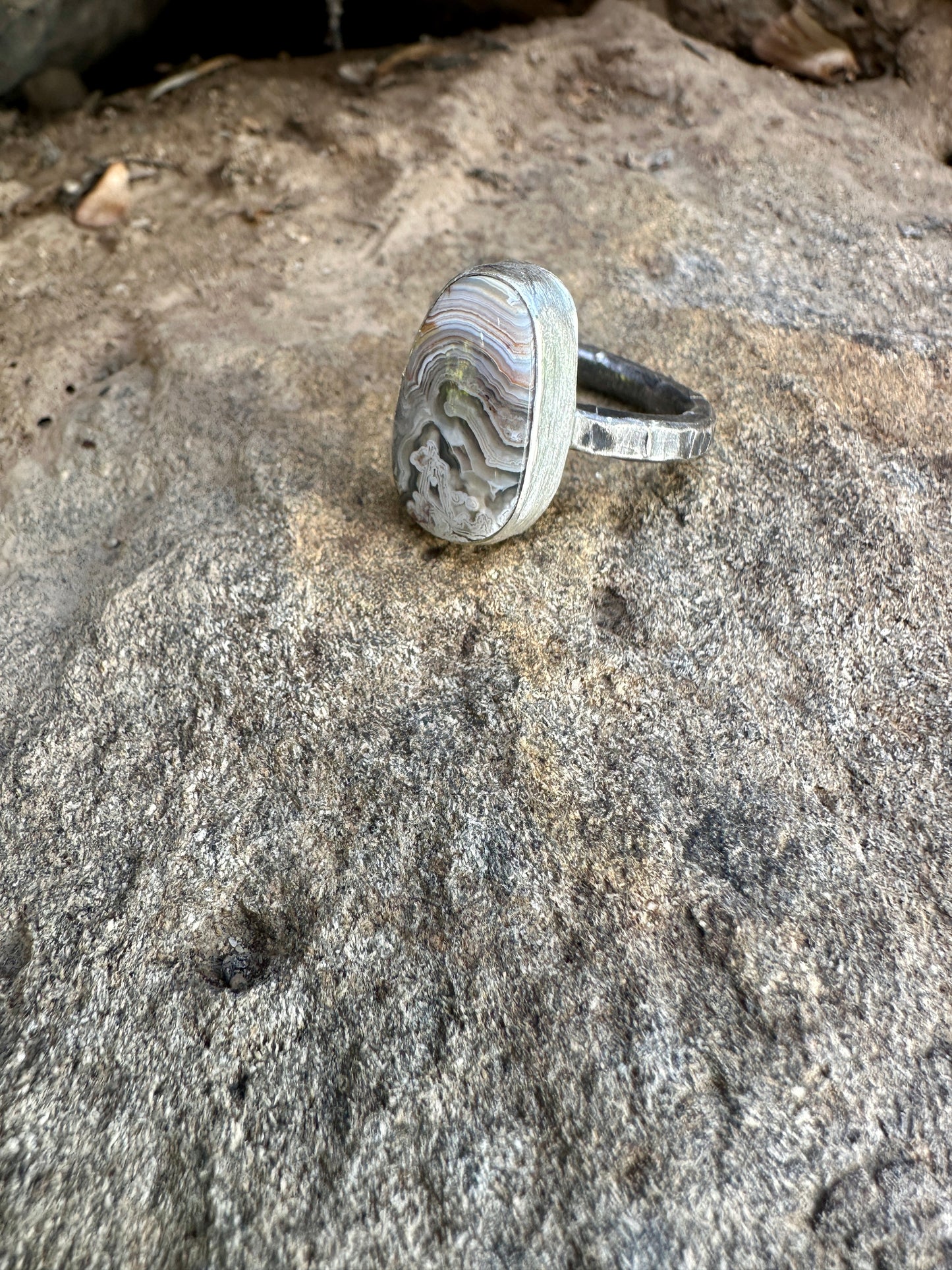 Sterling Silver Laguna Lace Agate Ring