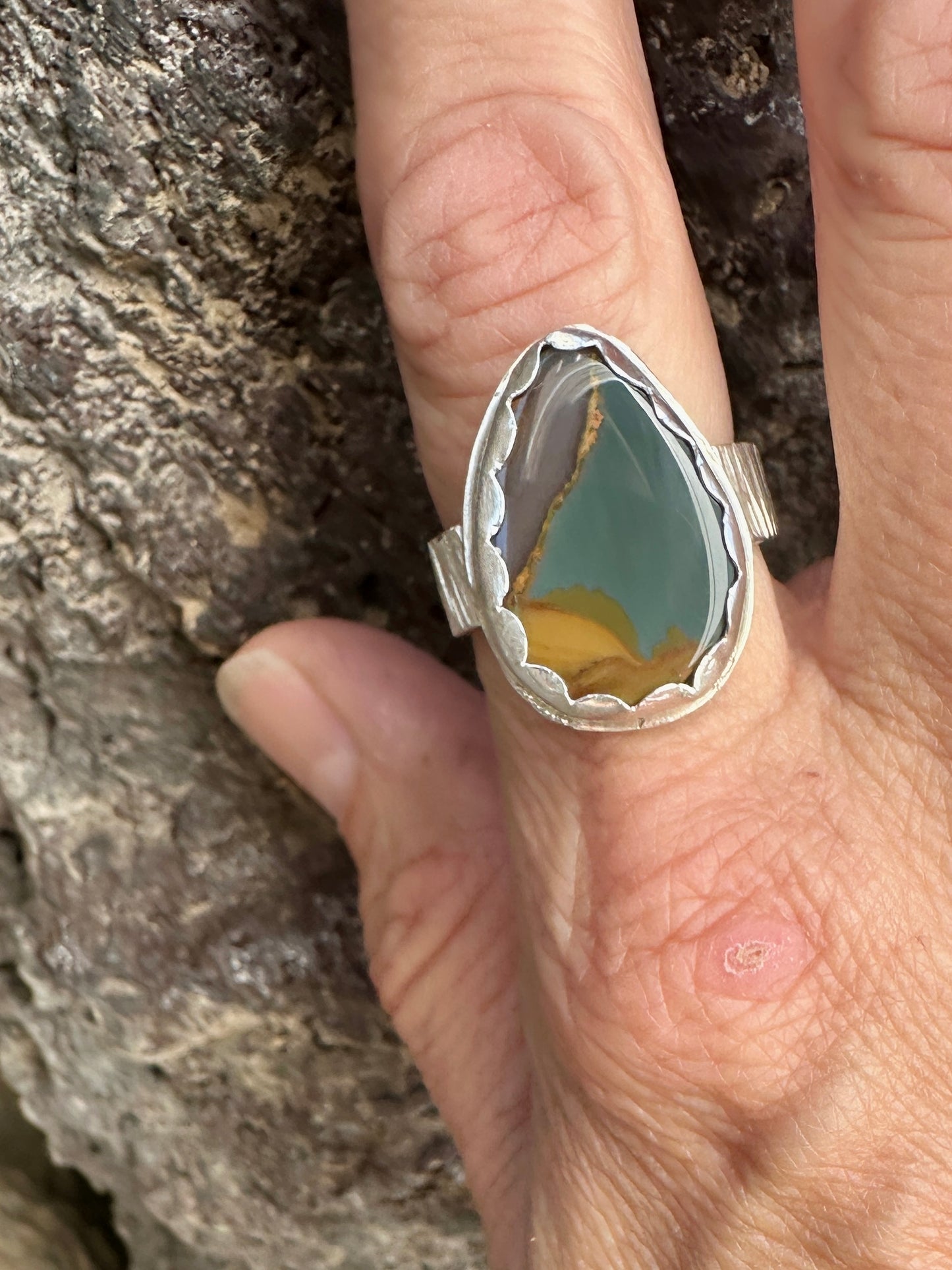Blue mountain jasper sterling silver ring