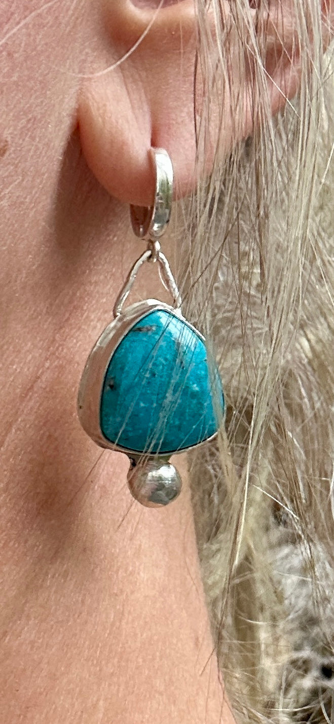 Kingman Turquoise Huggies hoops