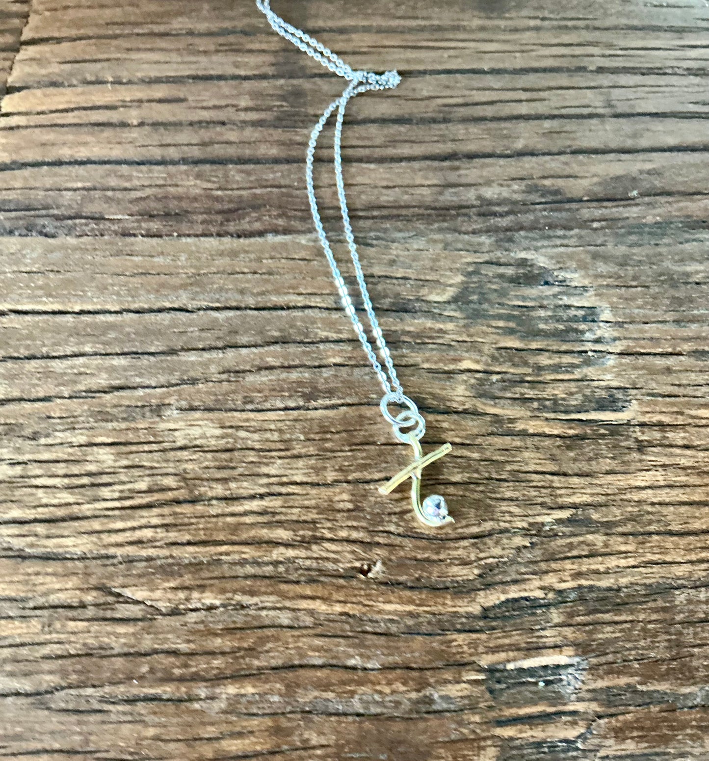 Hugs and kisses mixed metal necklace