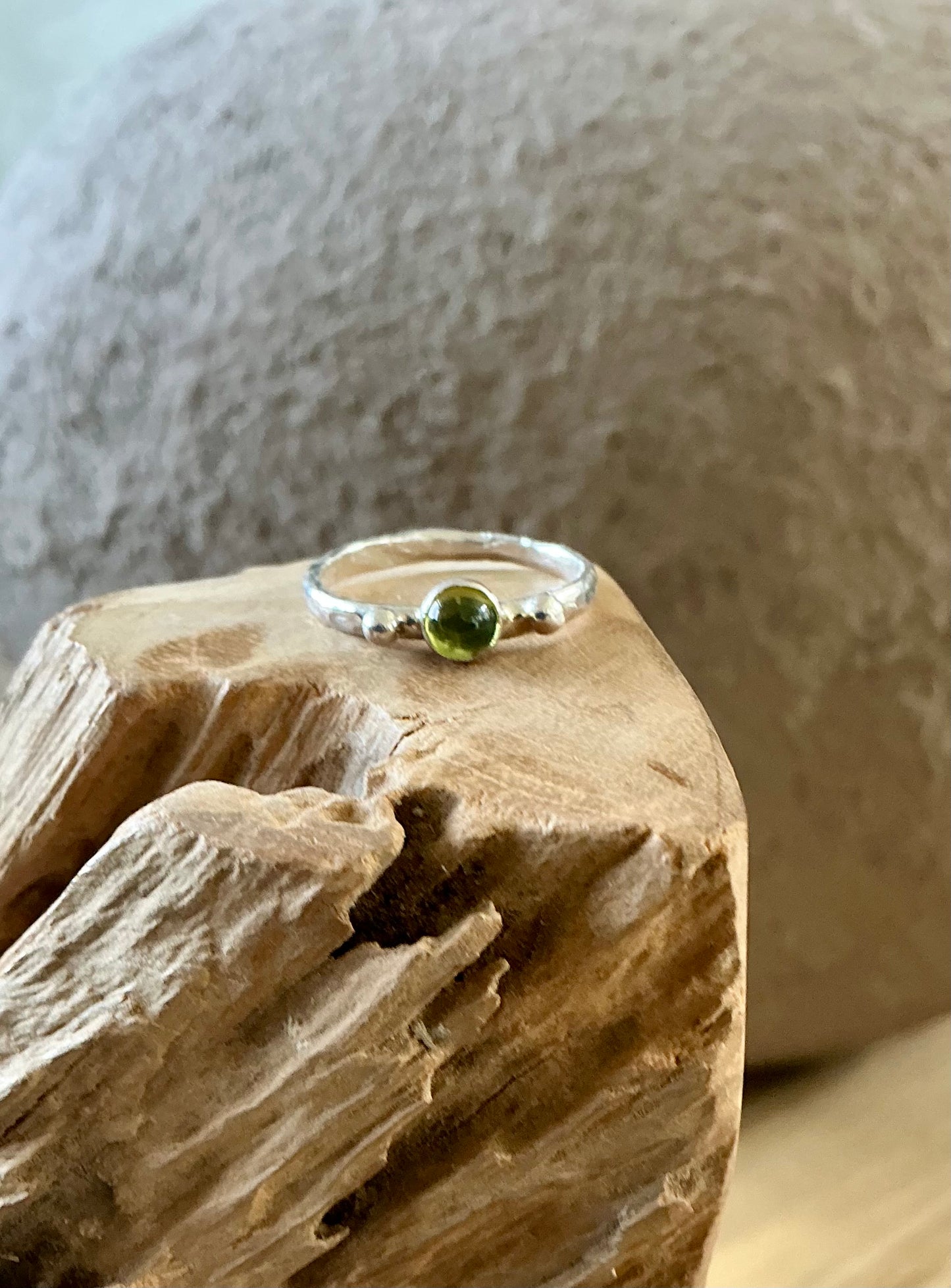 Green peridot stacking ring