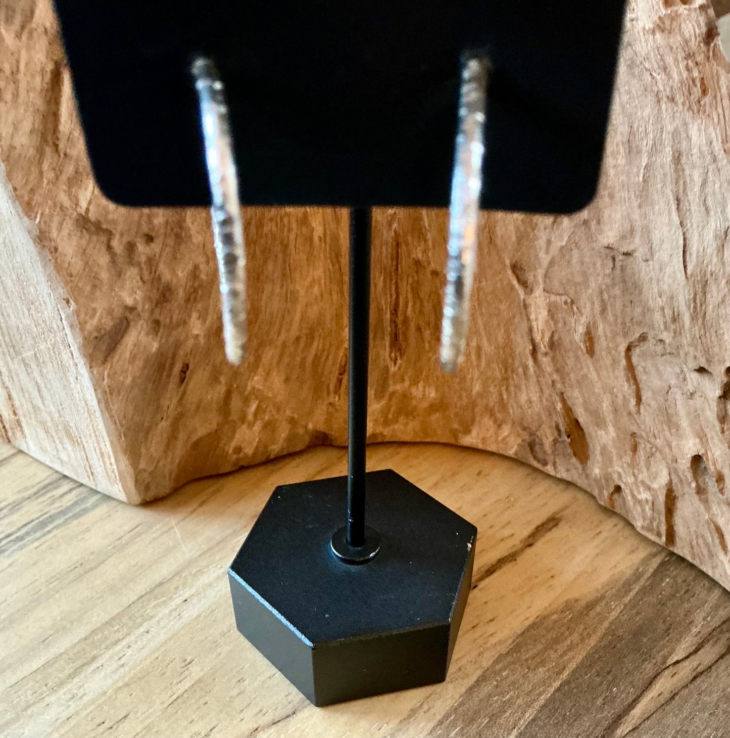 Hammered silver hoops