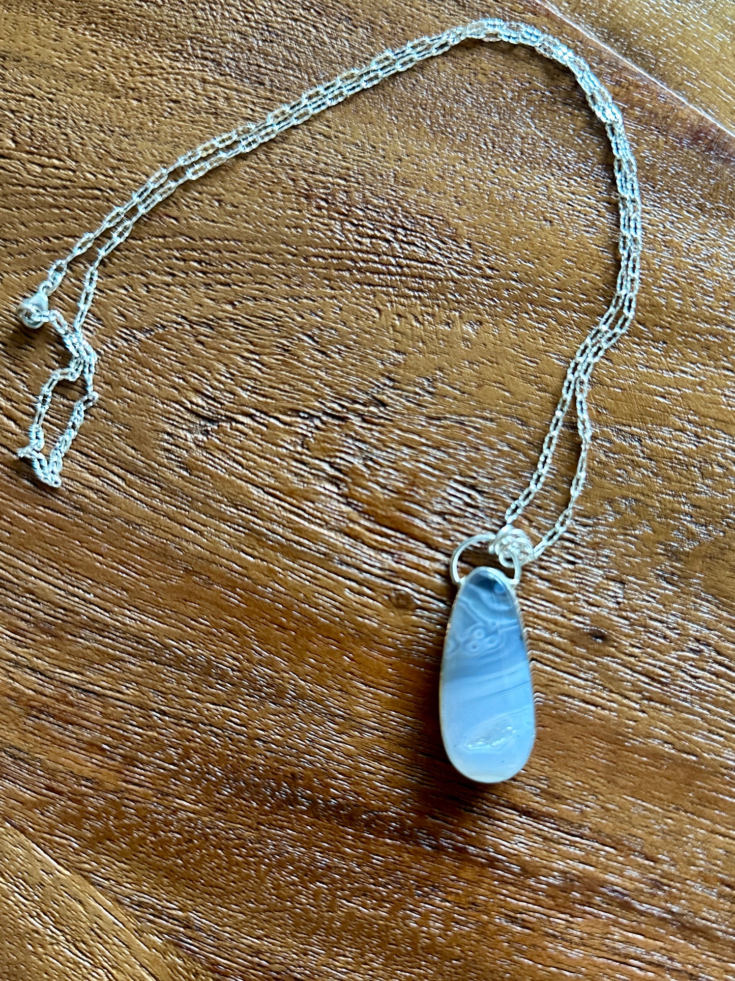 Tube Agate silver necklace