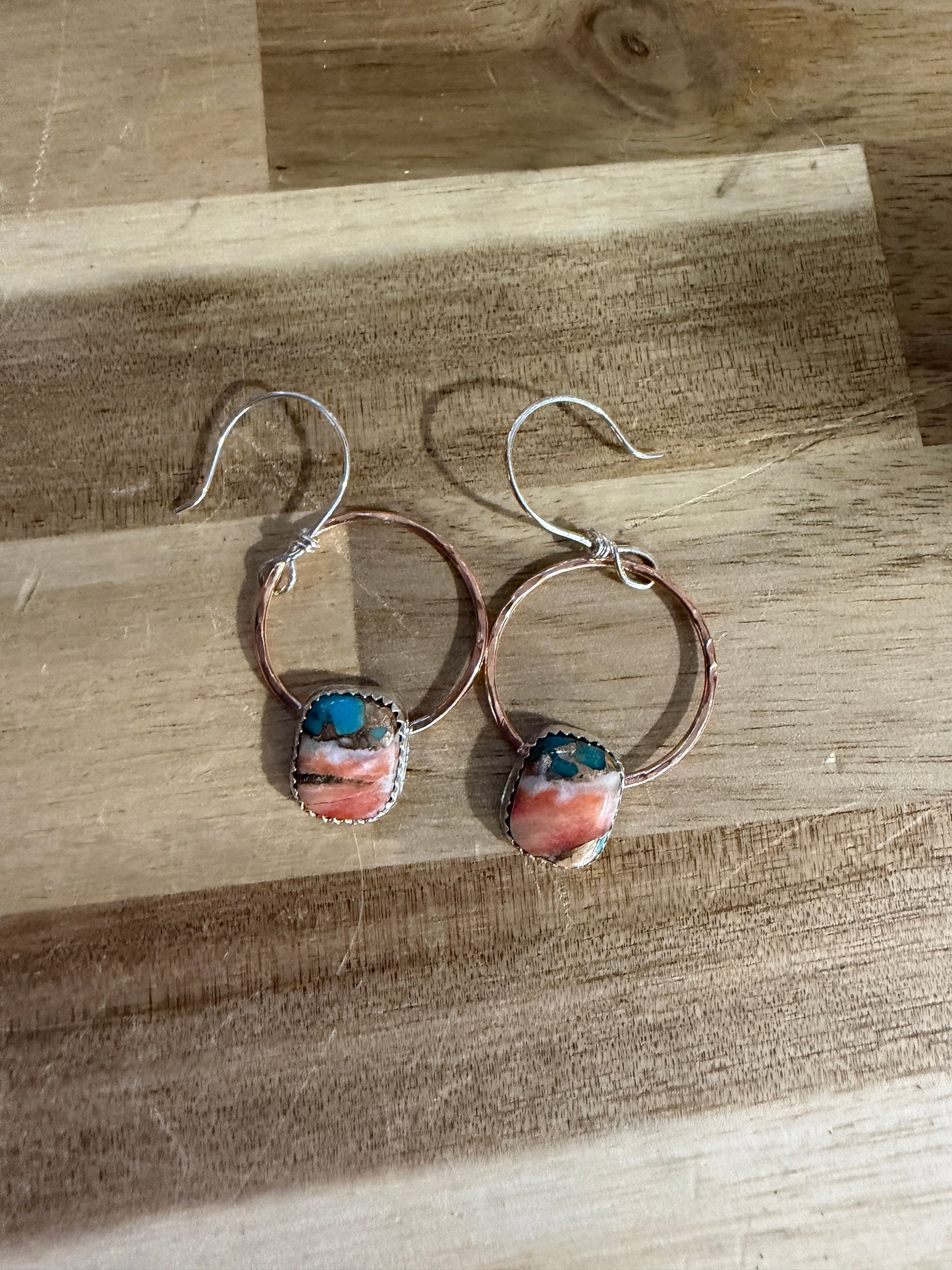 Oyster turquoise and copper earrings