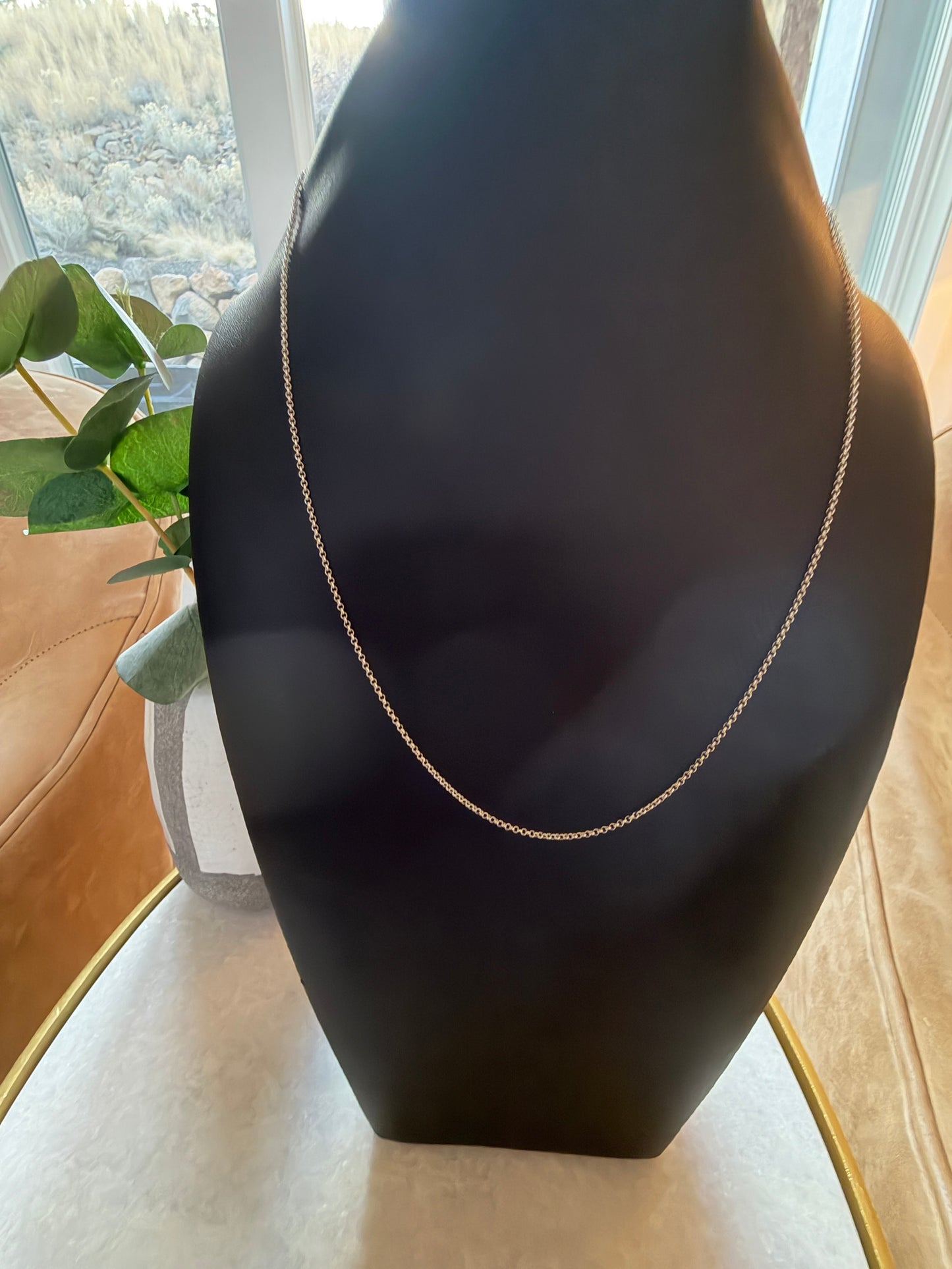 Sterling silver 1.6mm round roll adjustable chain