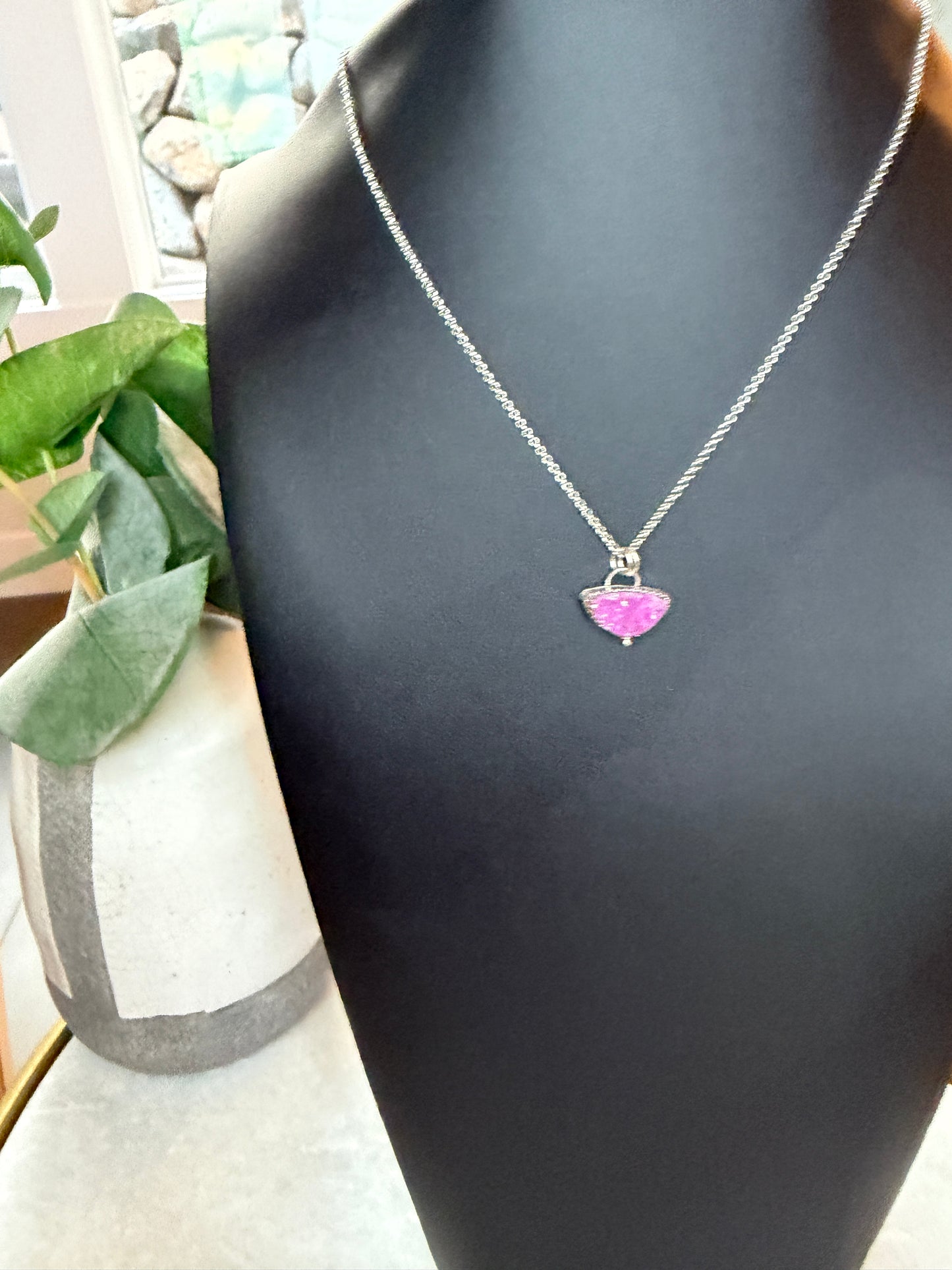 Princess pink druzy necklace