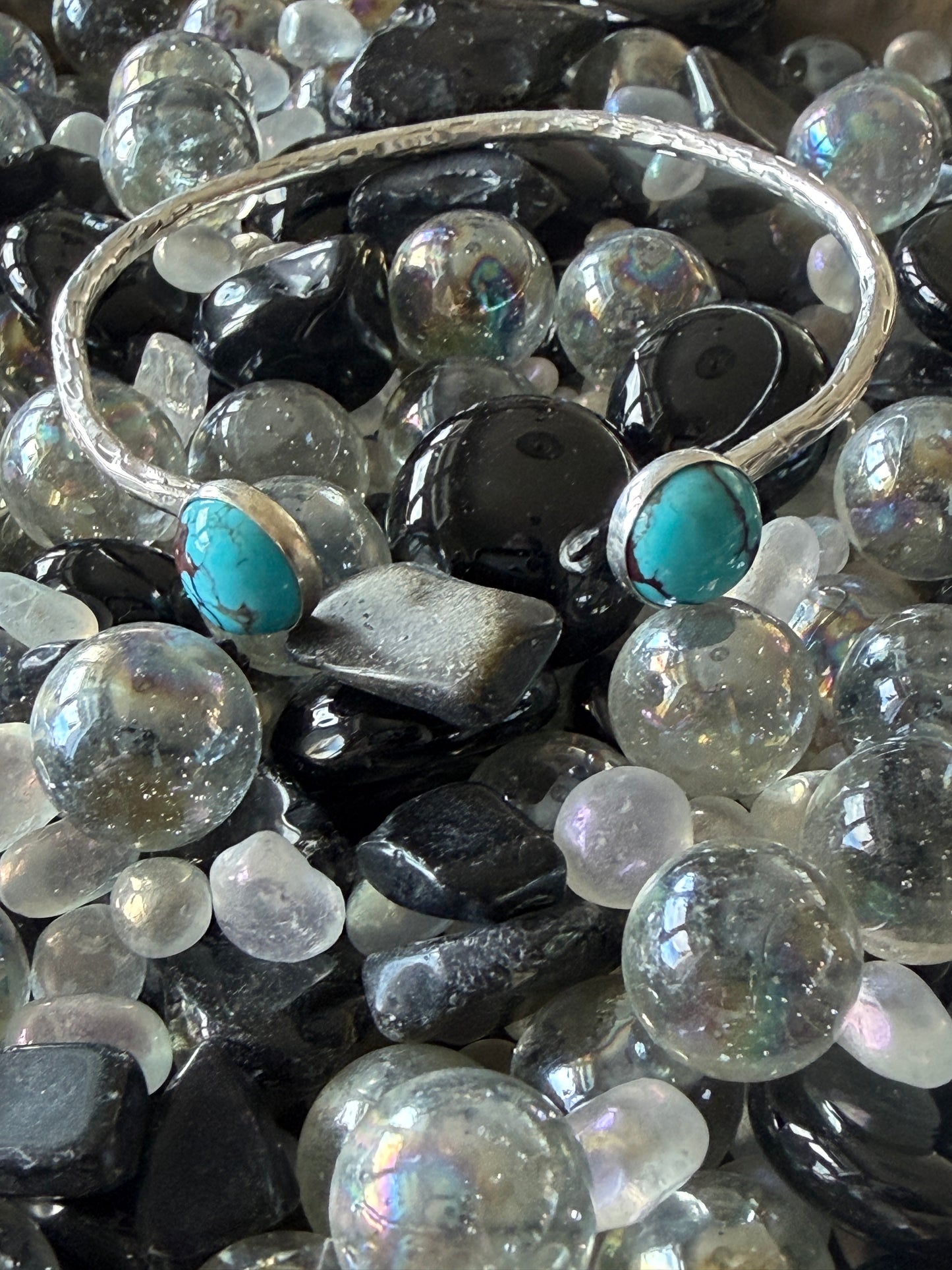 Two stone turquoise adjustable cuff