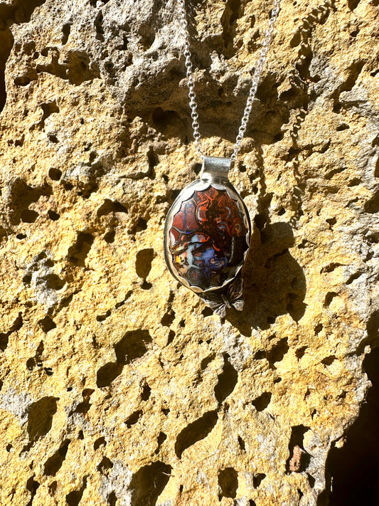 Boulder opal sterling silver necklace