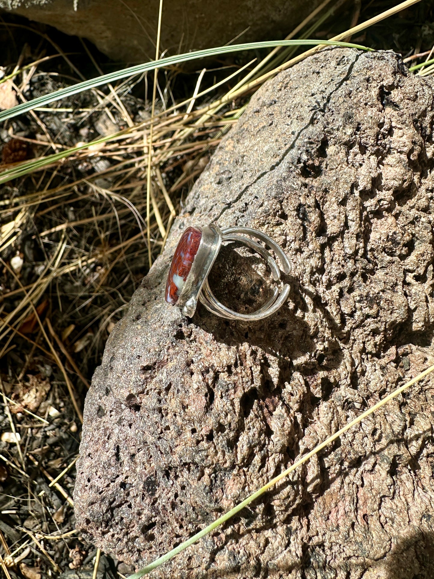 Maury Mountain Moss Agate Adjustable Sterling Silver ring