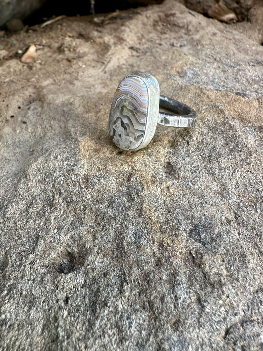 Sterling Silver Laguna Lace Agate Ring