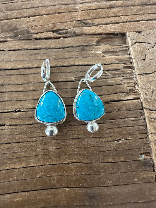 Kingman Turquoise Huggies hoops