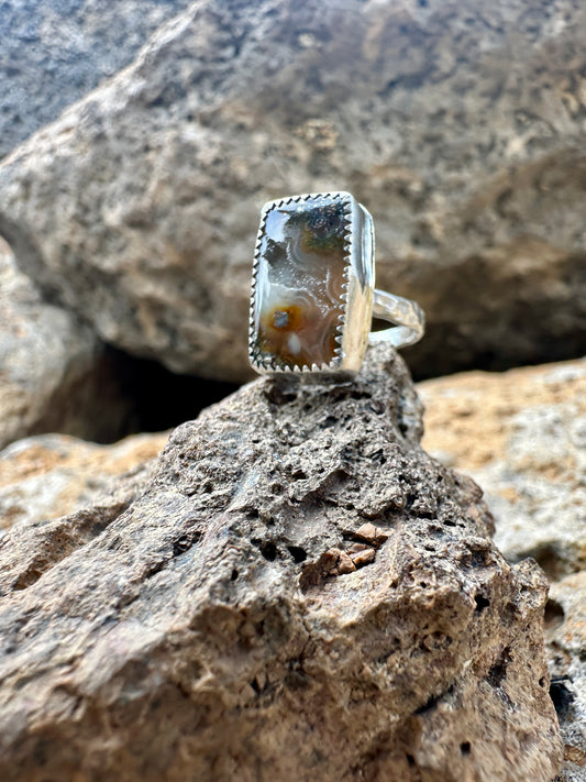 Rare Nipomo Agate Sterling Silver Ring