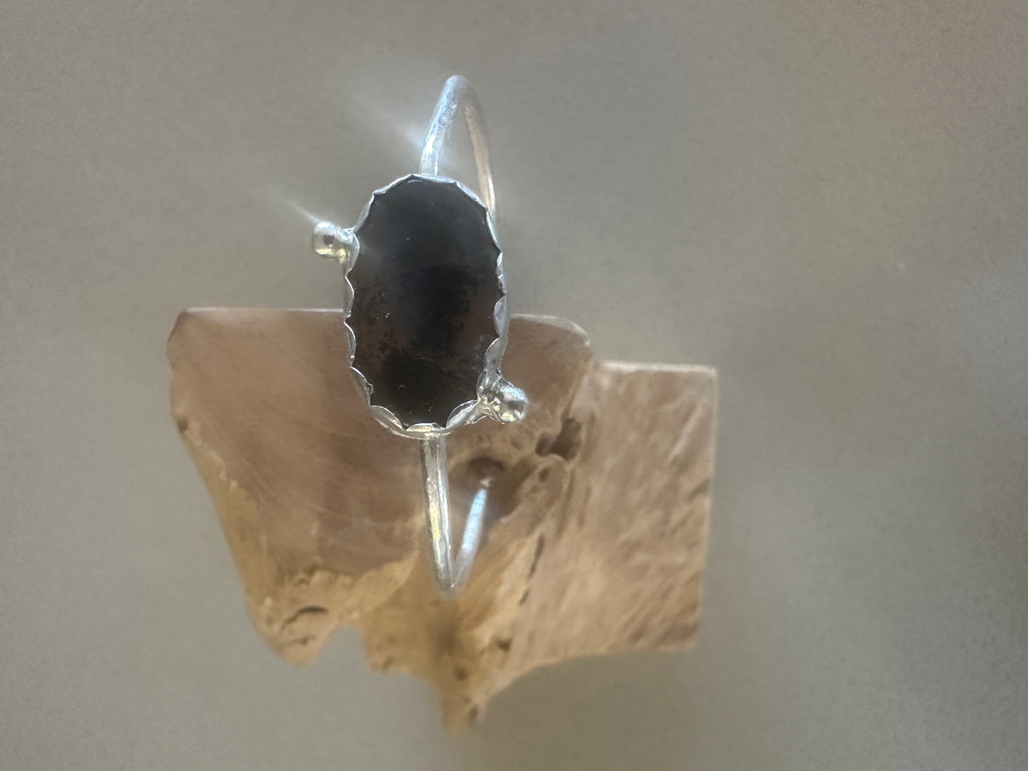 Plume Agate adjustable sterling silver cuff