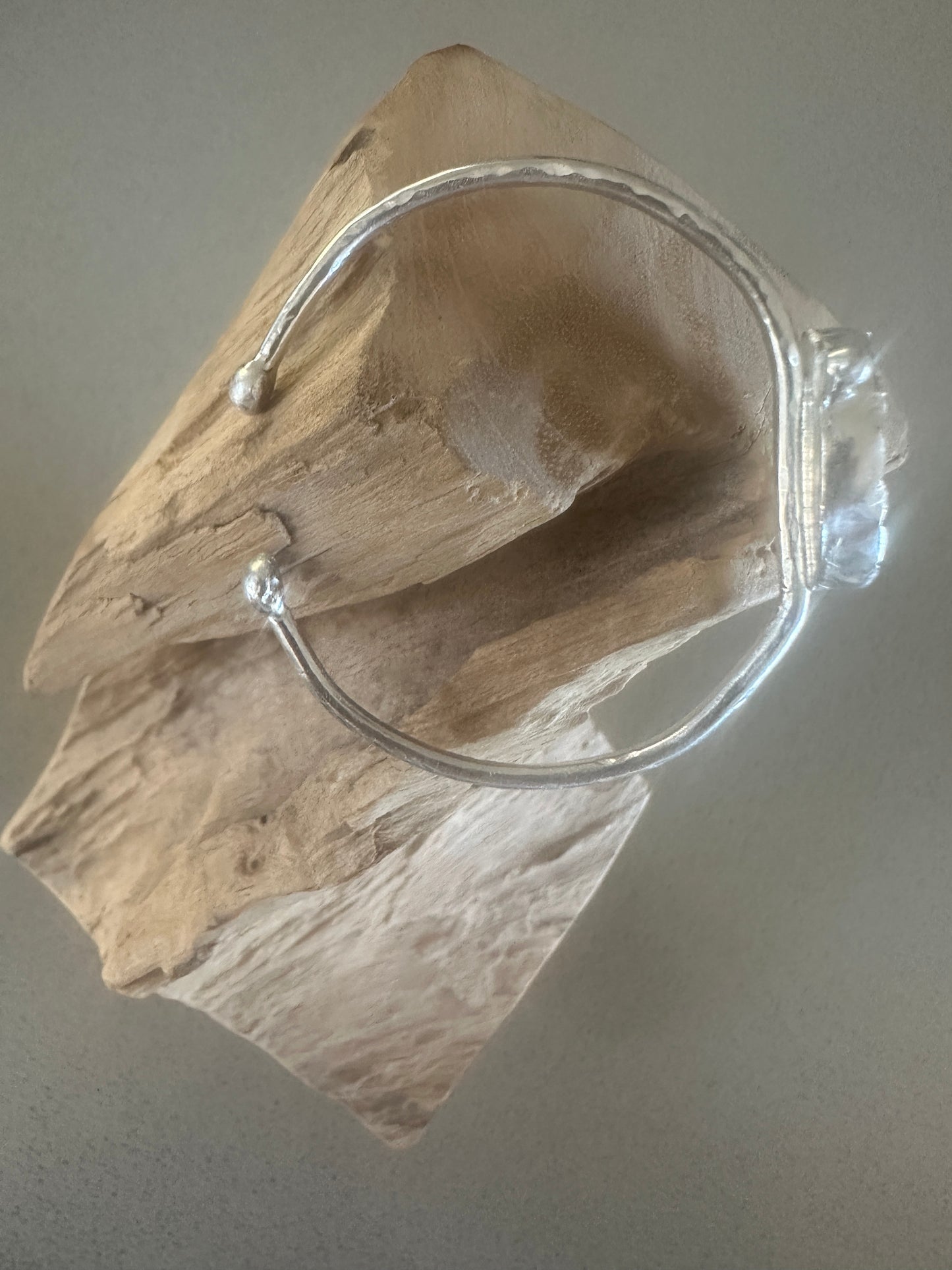 Plume Agate adjustable sterling silver cuff