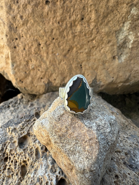 Blue mountain jasper sterling silver ring