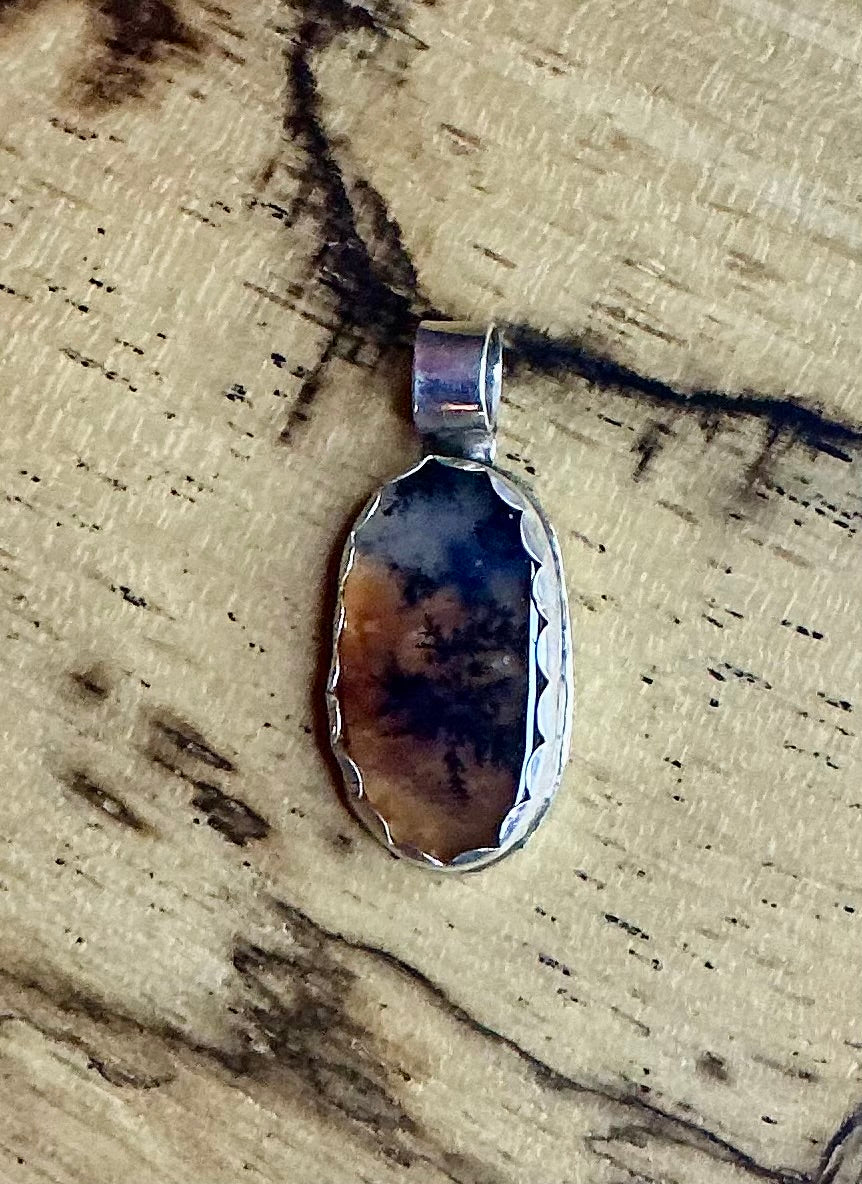 Sterling silver moss agate pendant