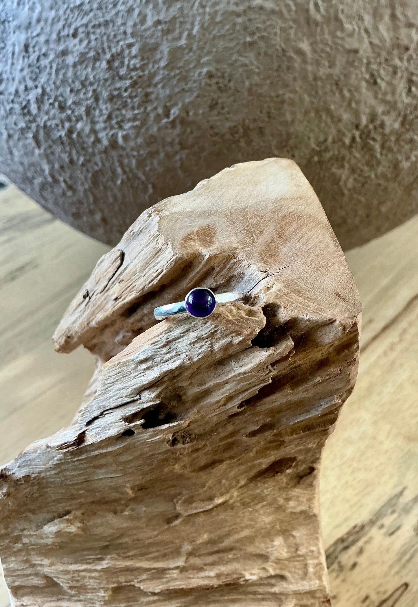 Purple iolite stacking ring