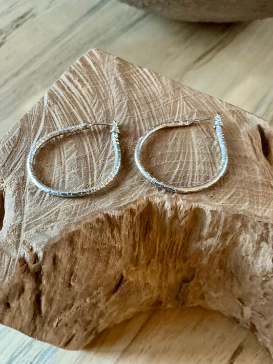 Hammered silver hoops