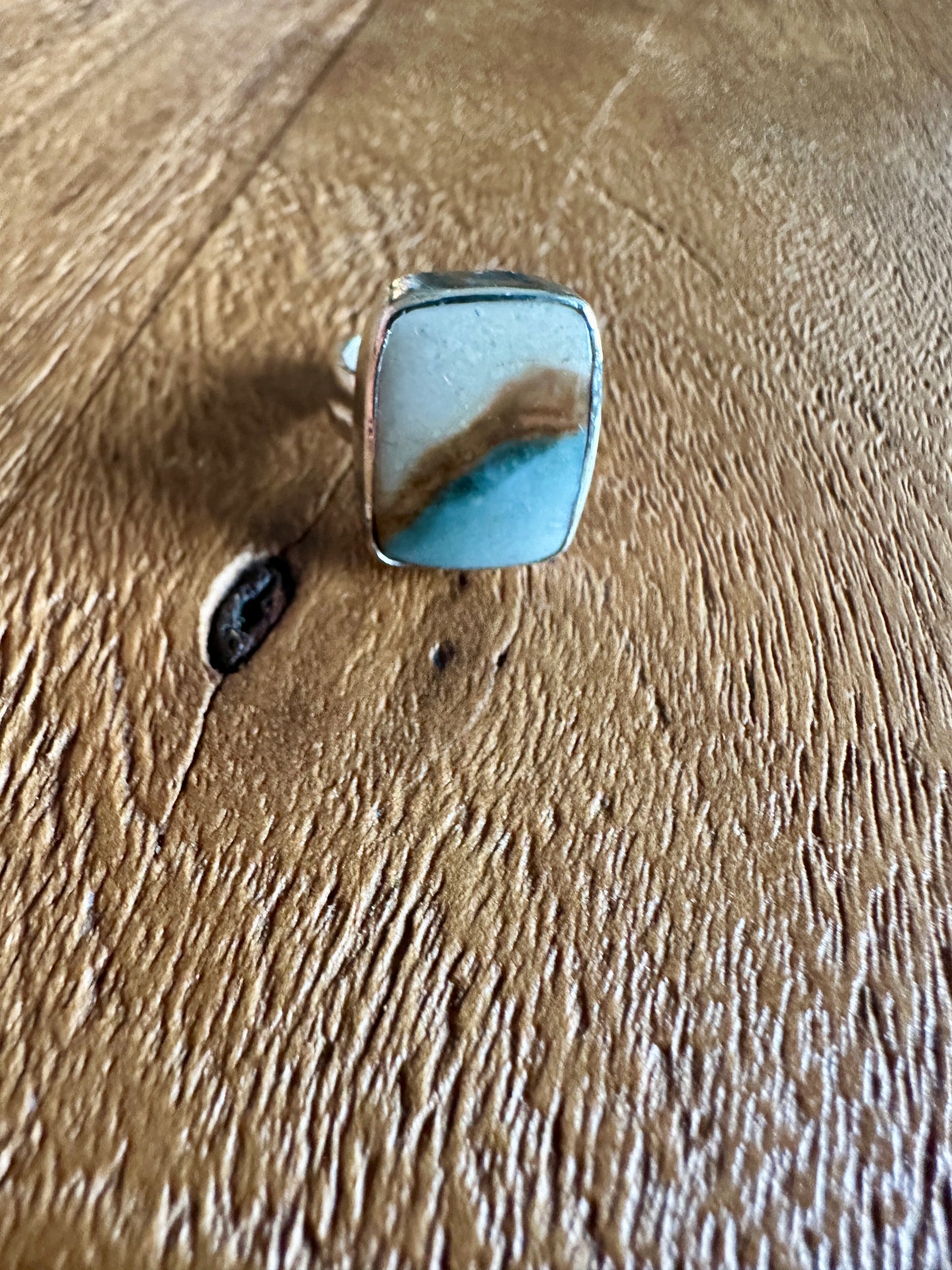 Polychrome jasper retro rectangular ring