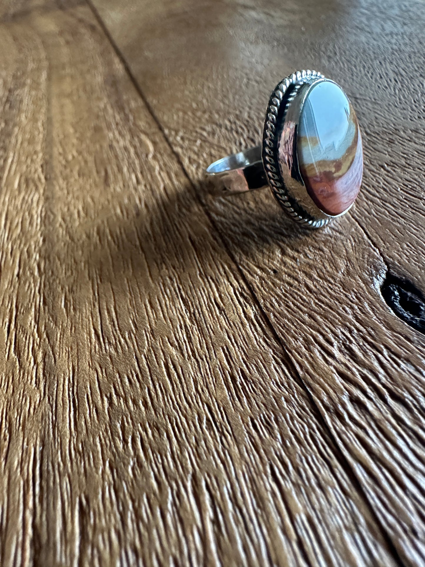 Polychrome jasper sterling silver ring