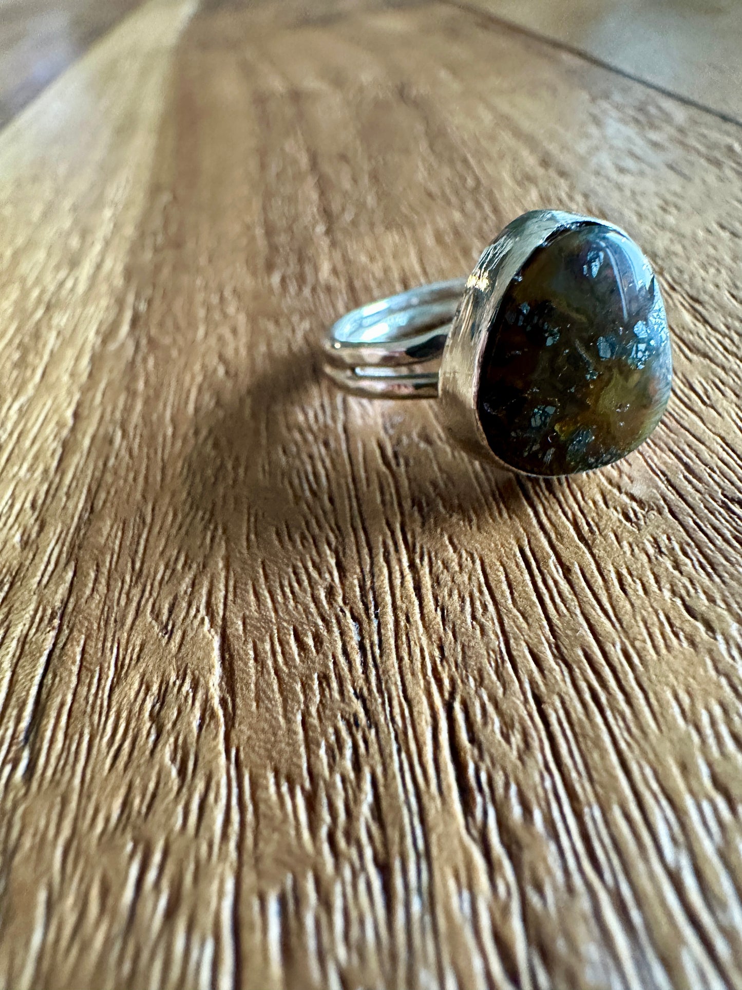 Marcasite sterling silver nugget ring