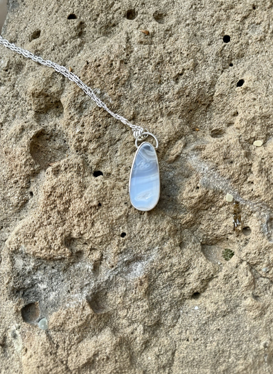 Tube Agate silver necklace