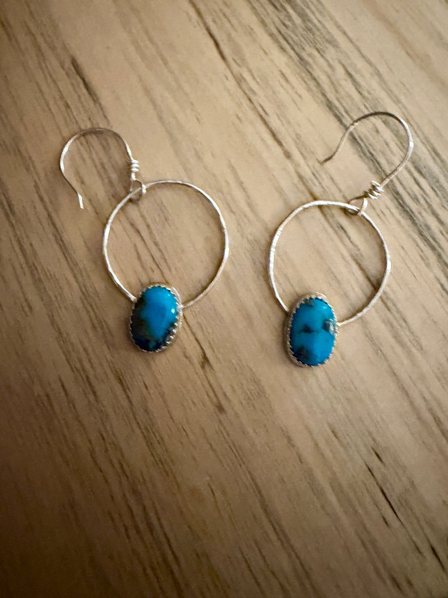 Turquoise and silver hoops