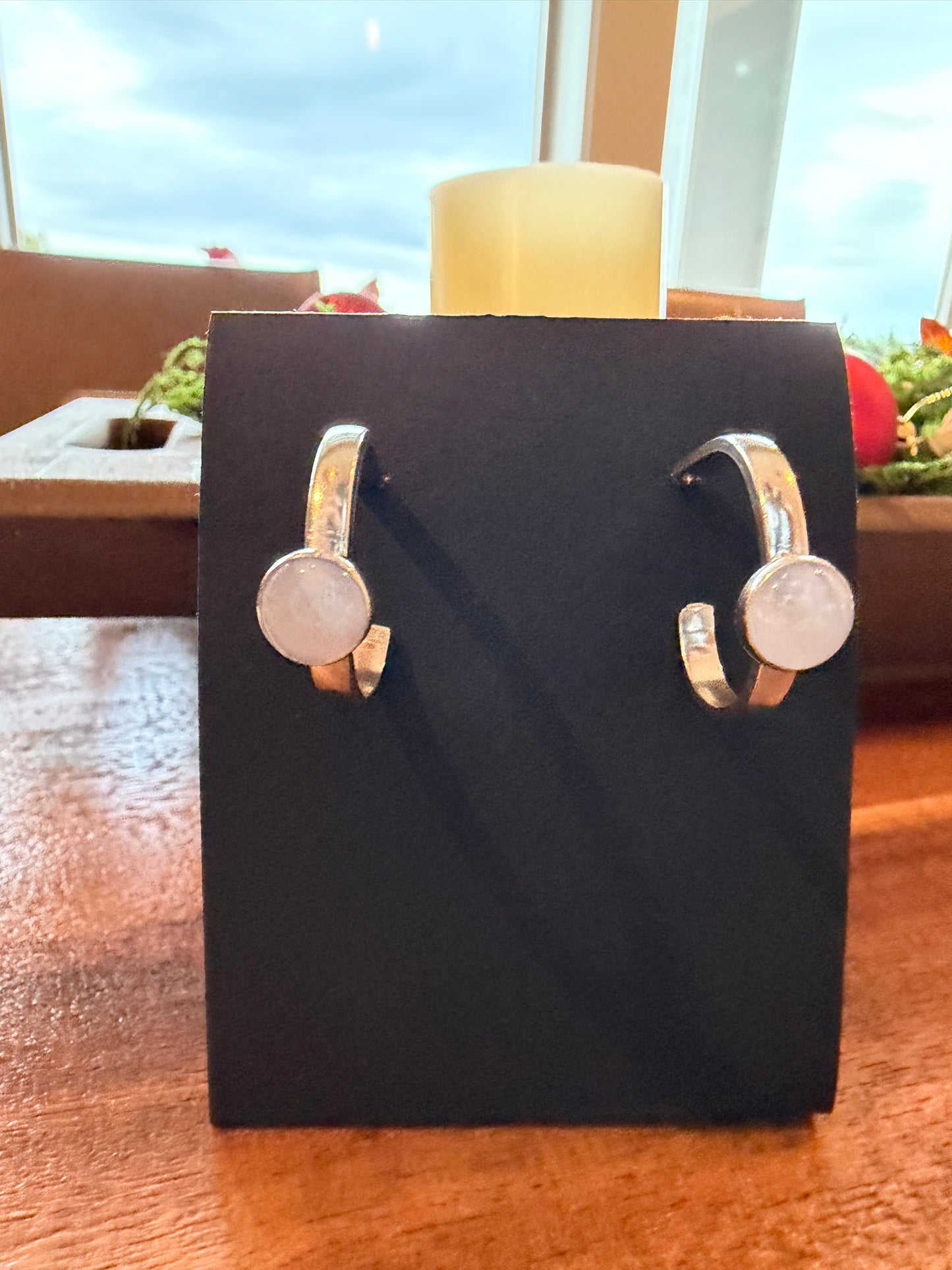 Sterling silver and crazy lace agate hoops