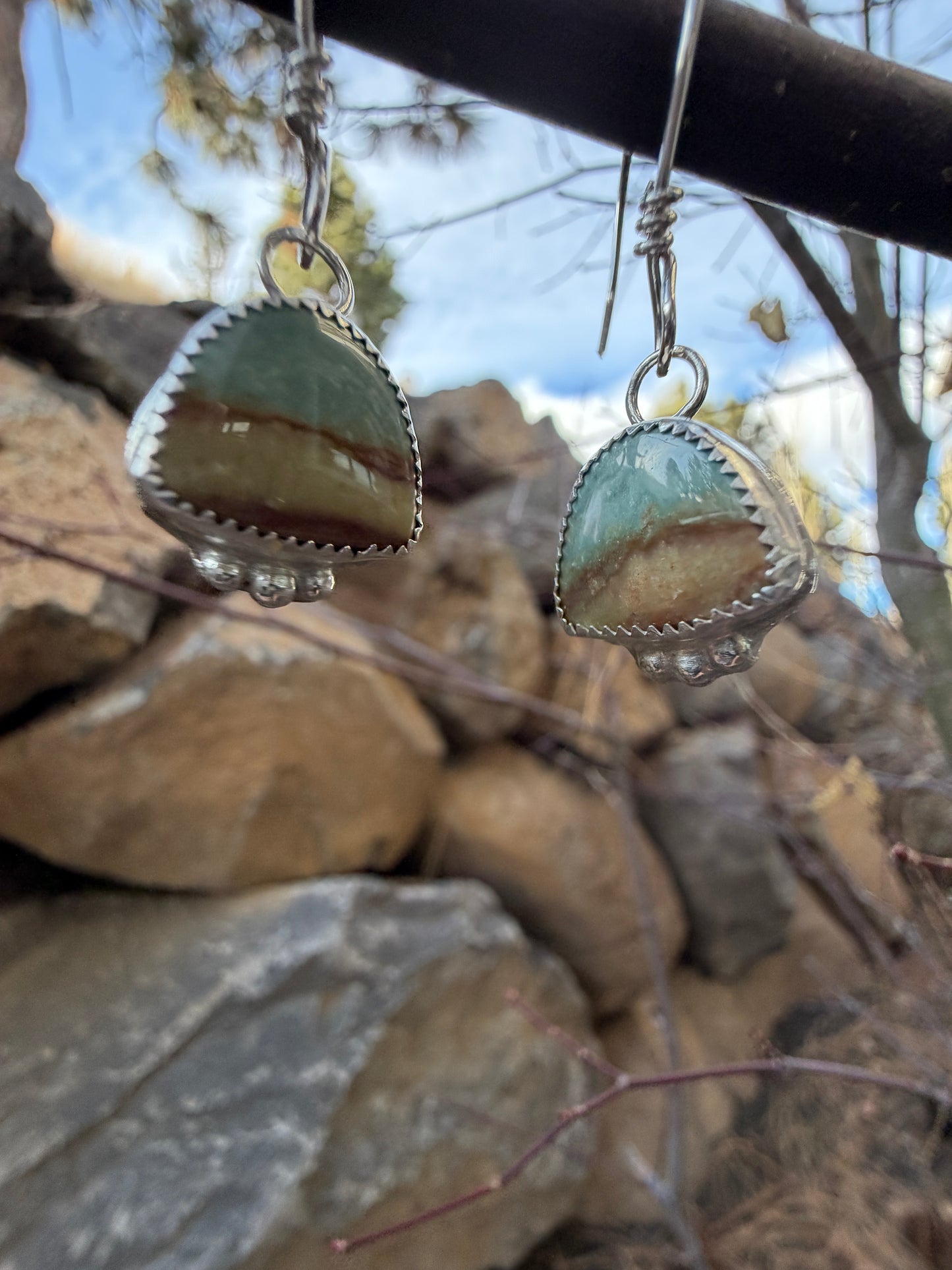 Picture jasper silver earrings