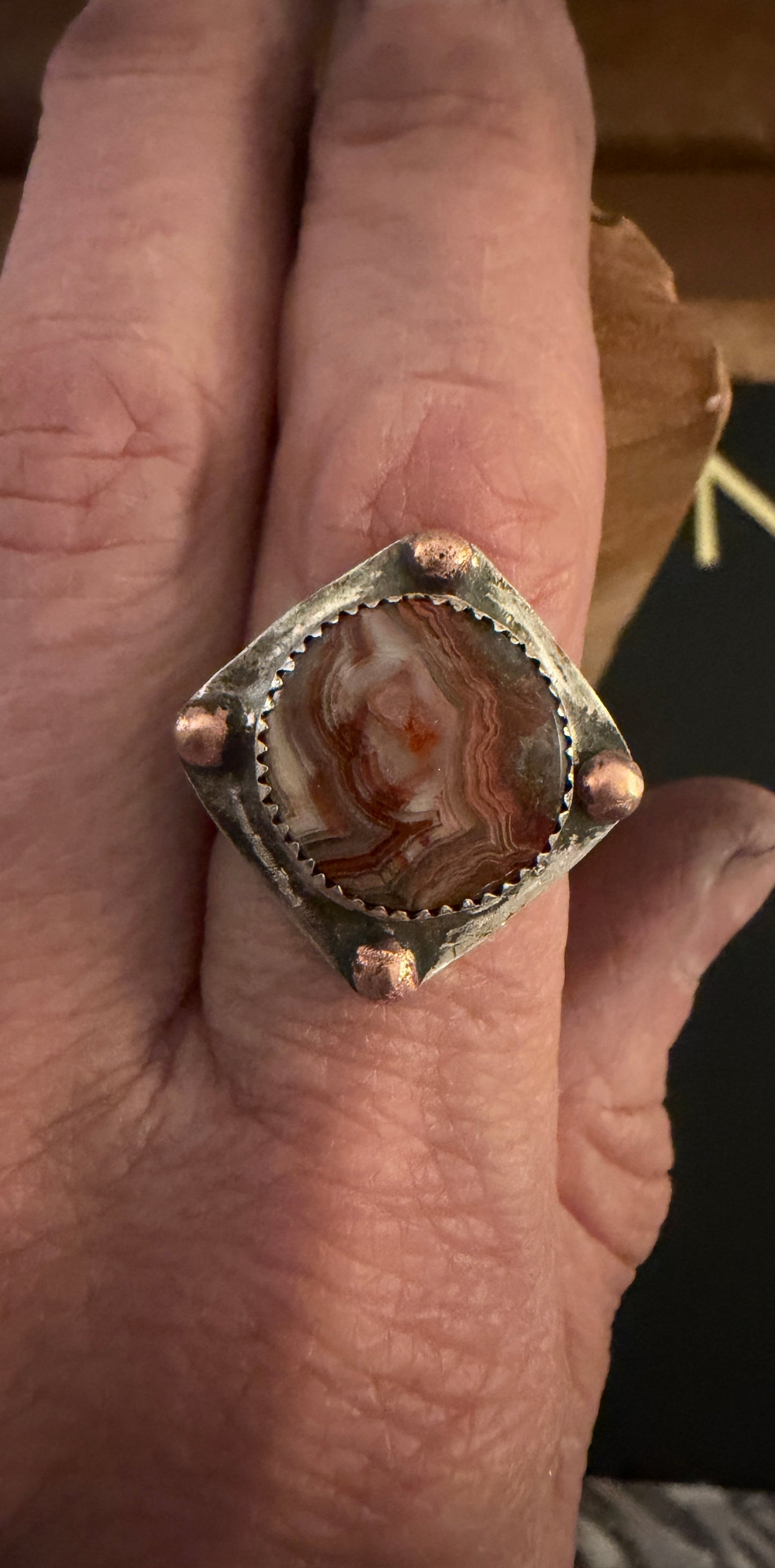 Crazy lace Agage with copper accents