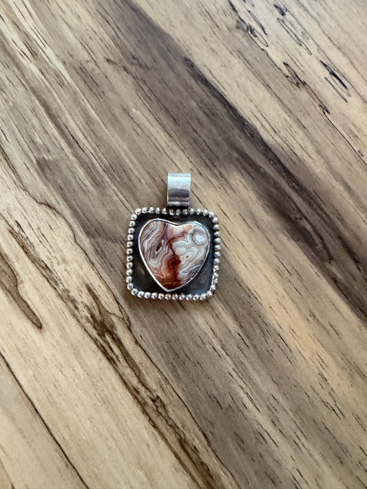 Crazy lace framed heart pendant