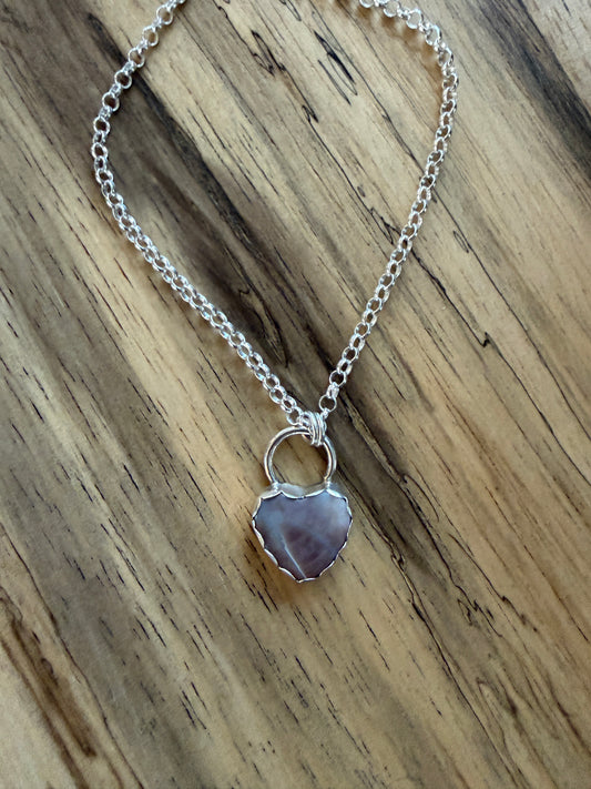Heart pink Jasper pendant