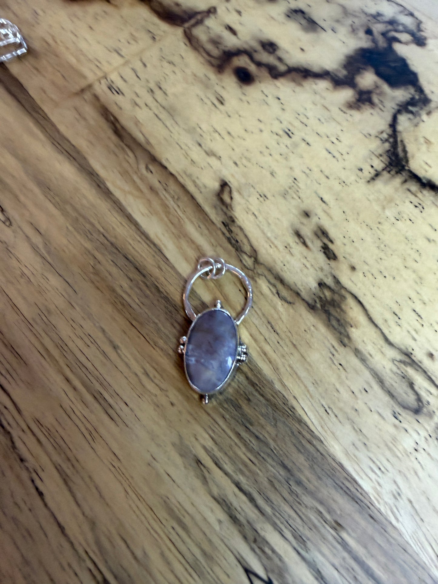 Pink Jasper pendant with silver accents