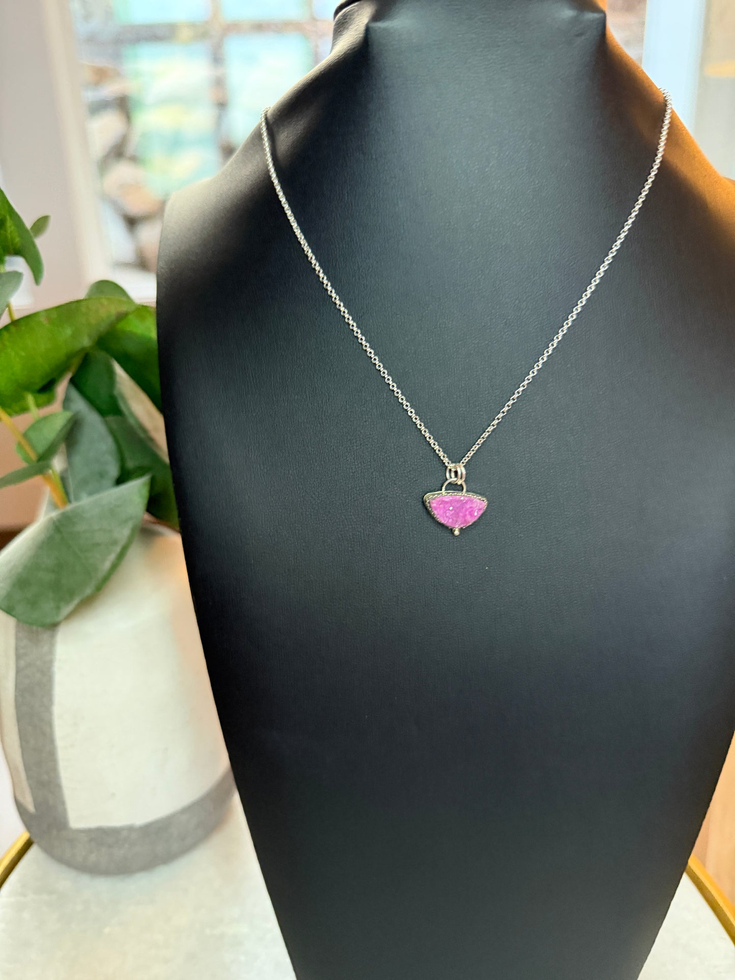 Princess pink druzy necklace