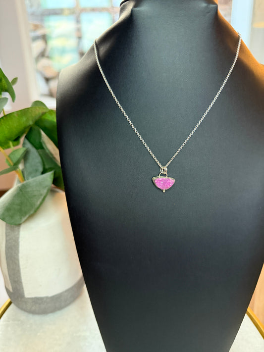 Princess pink druzy necklace
