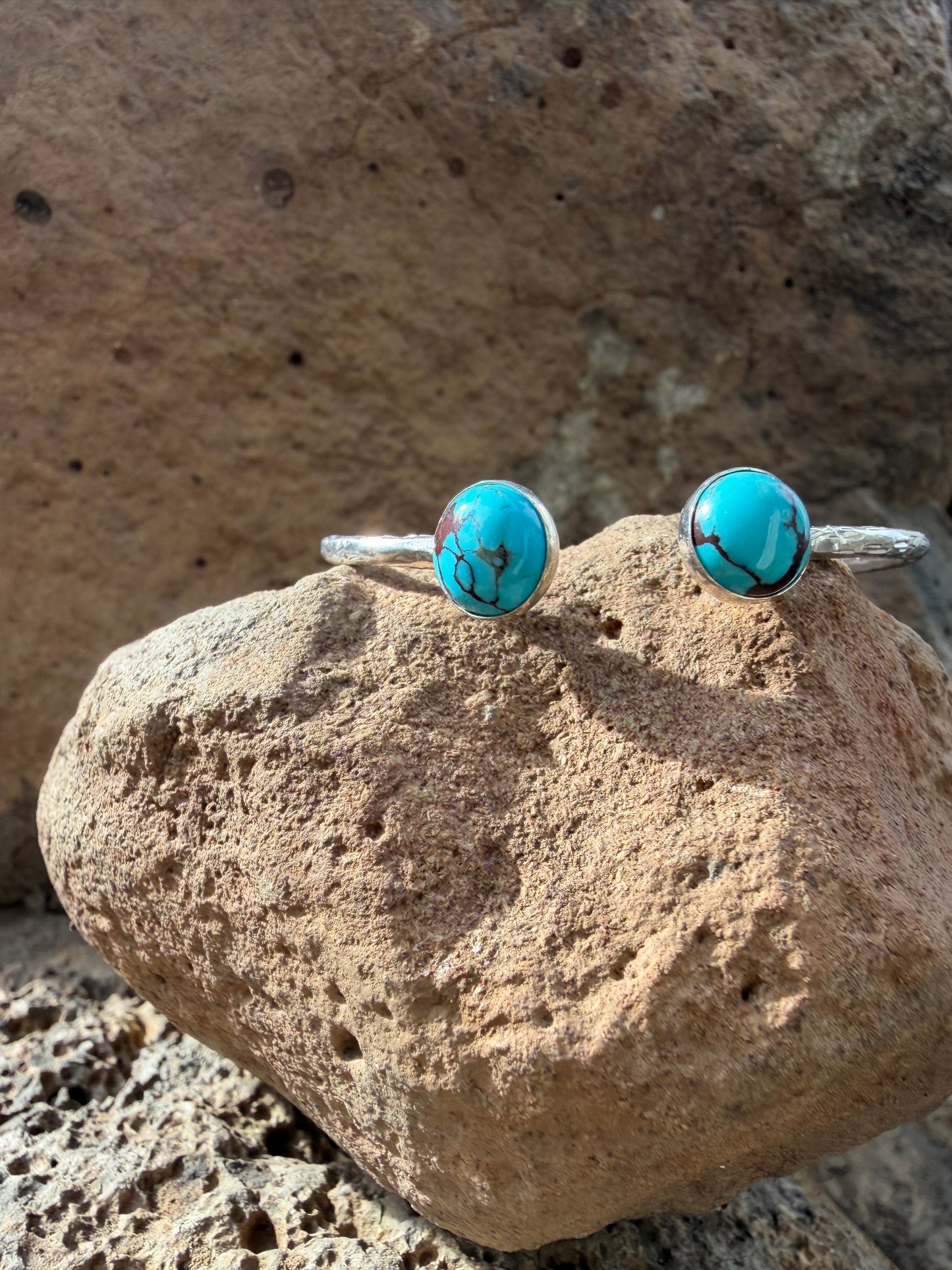 Two stone turquoise adjustable cuff