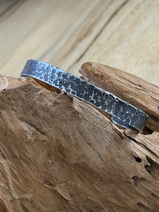 Hammered oxidized silver cuff