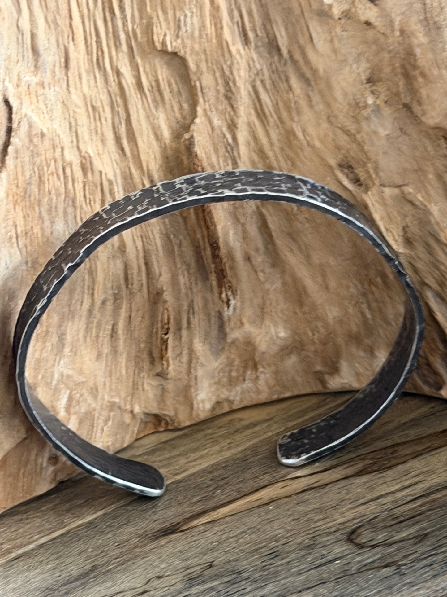 Hammered oxidized silver cuff