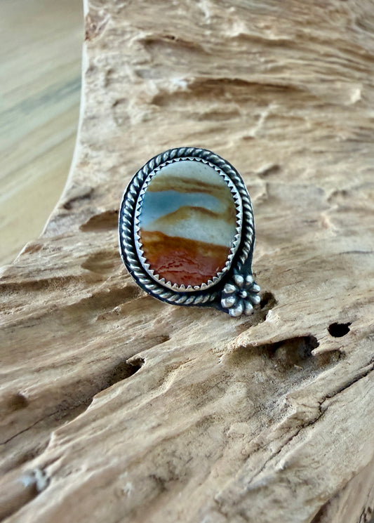 Flower in the desert Polychrome Jasper ring