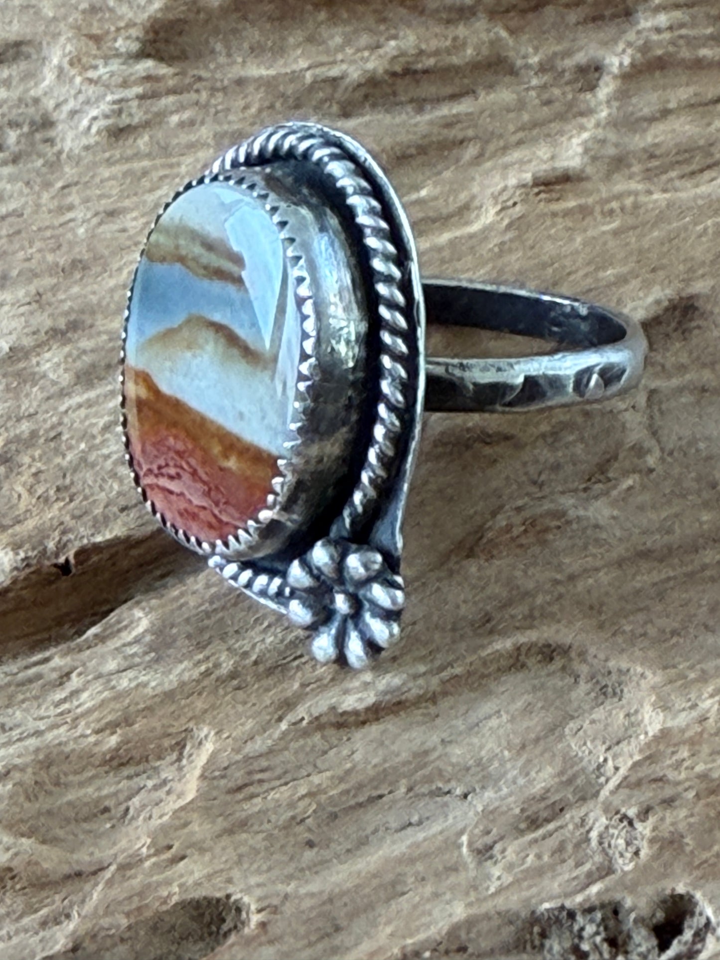 Flower in the desert Polychrome Jasper ring