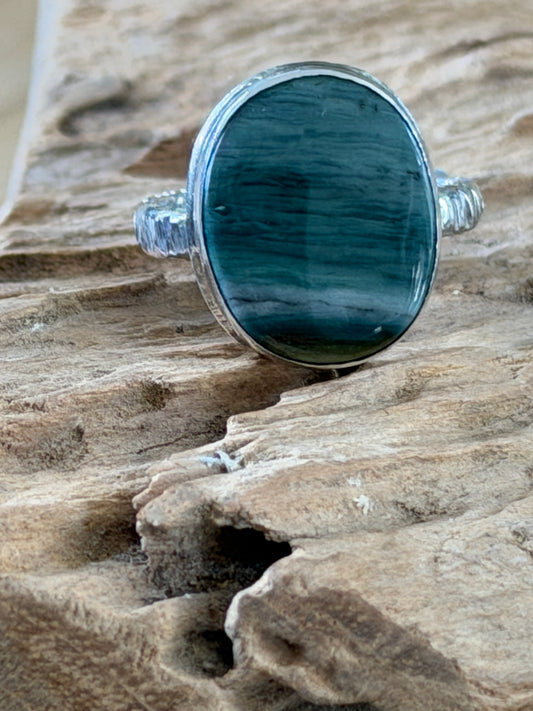Stormy Beach Gary Green Jasper Ring