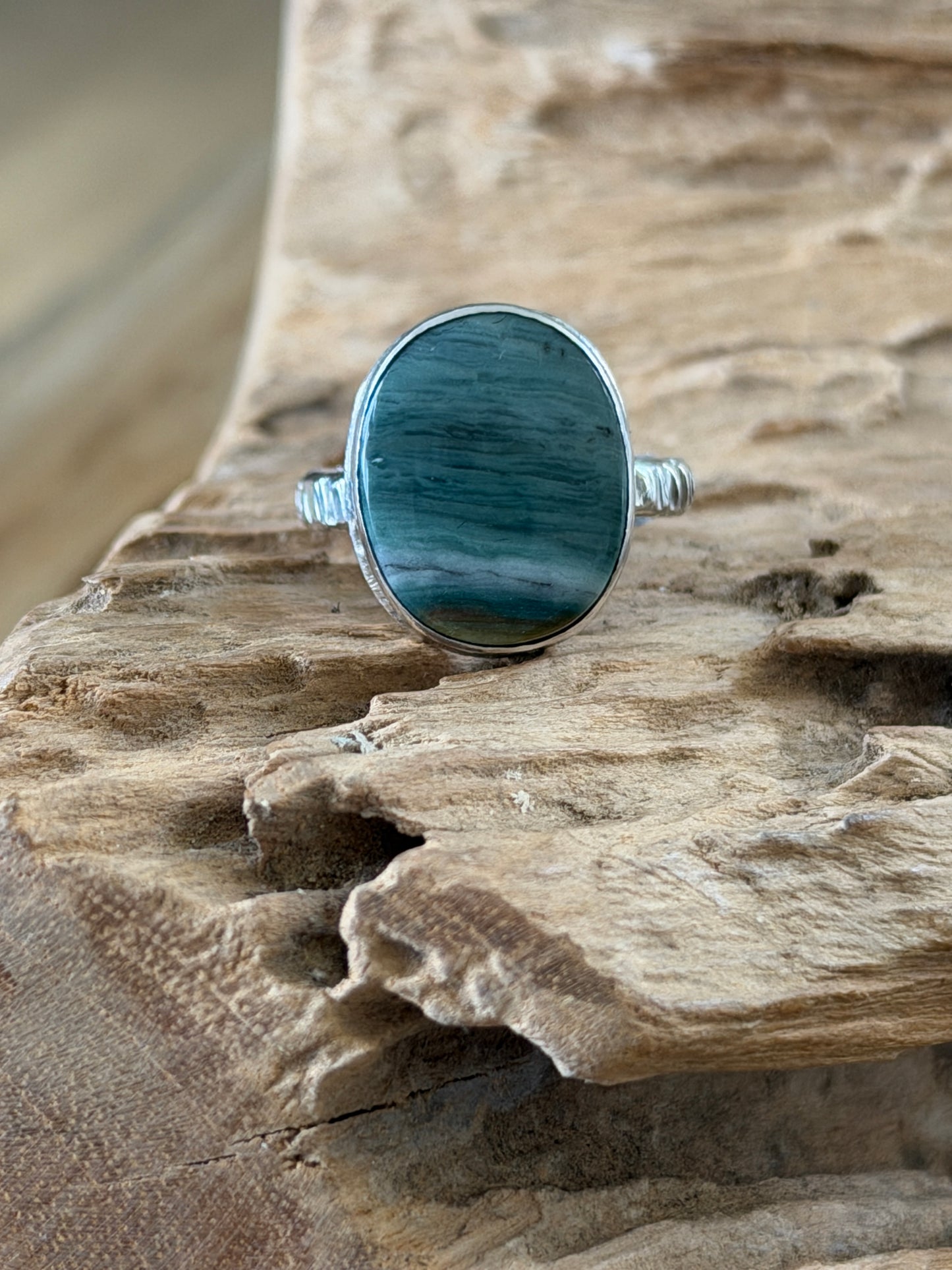Stormy Beach Gary Green Jasper Ring