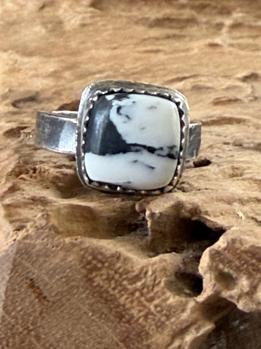 White Buffalo Turquoise Ring