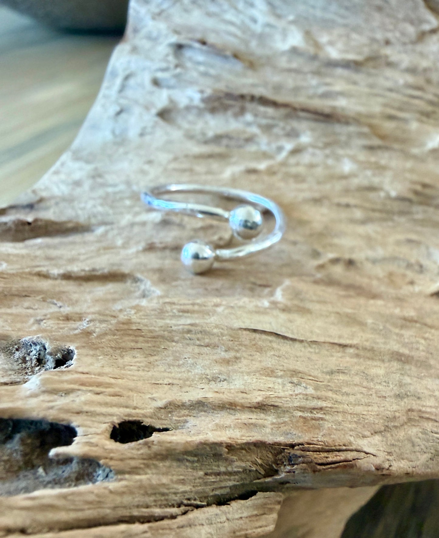 Adjustable Dainty recycled Silver ring