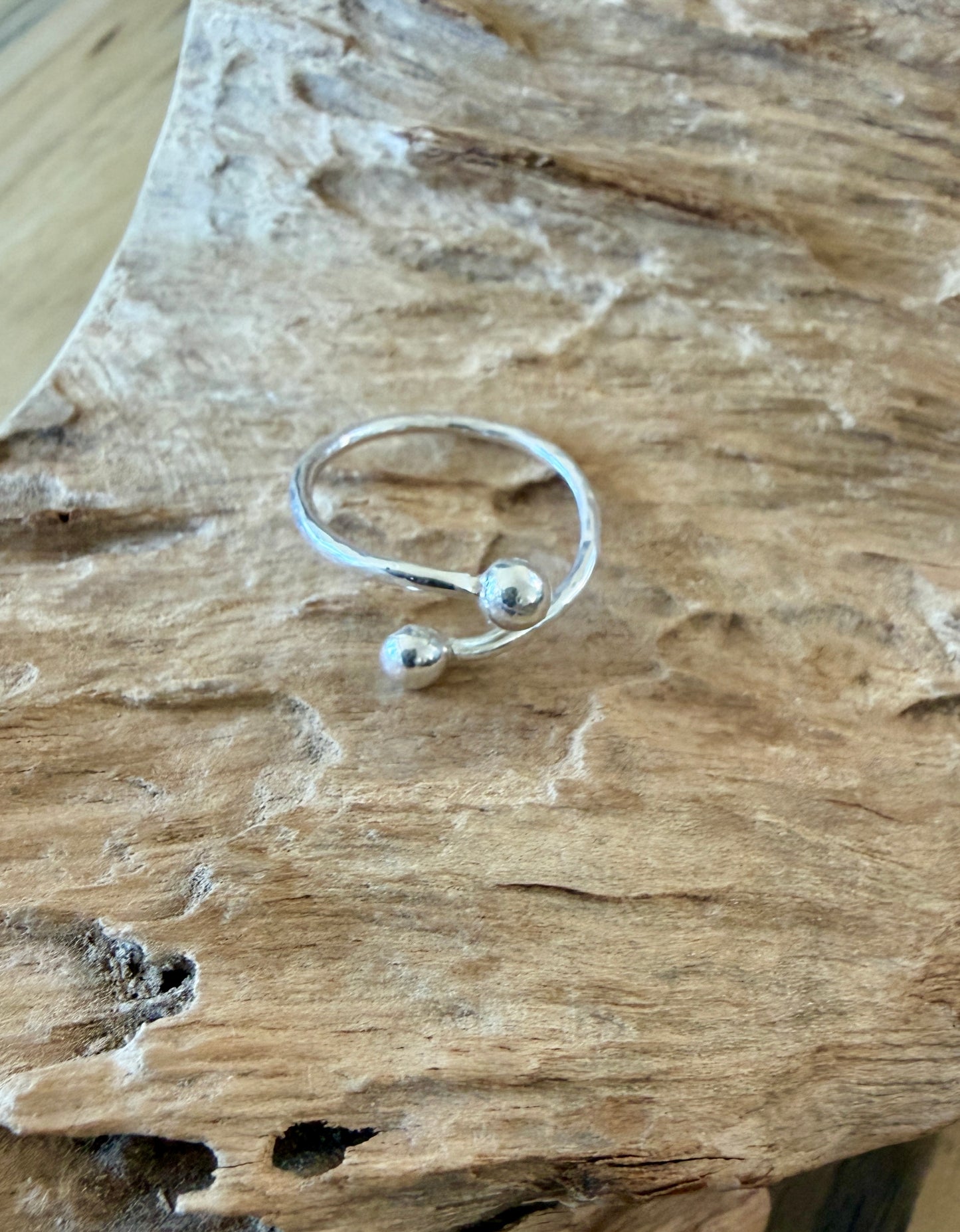Adjustable Dainty recycled Silver ring