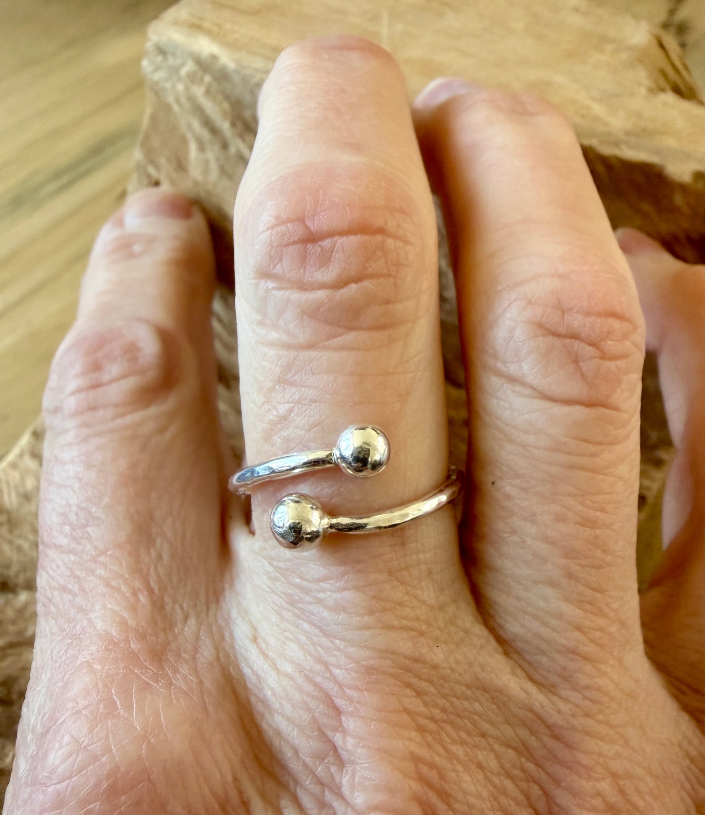 Adjustable Dainty recycled Silver ring