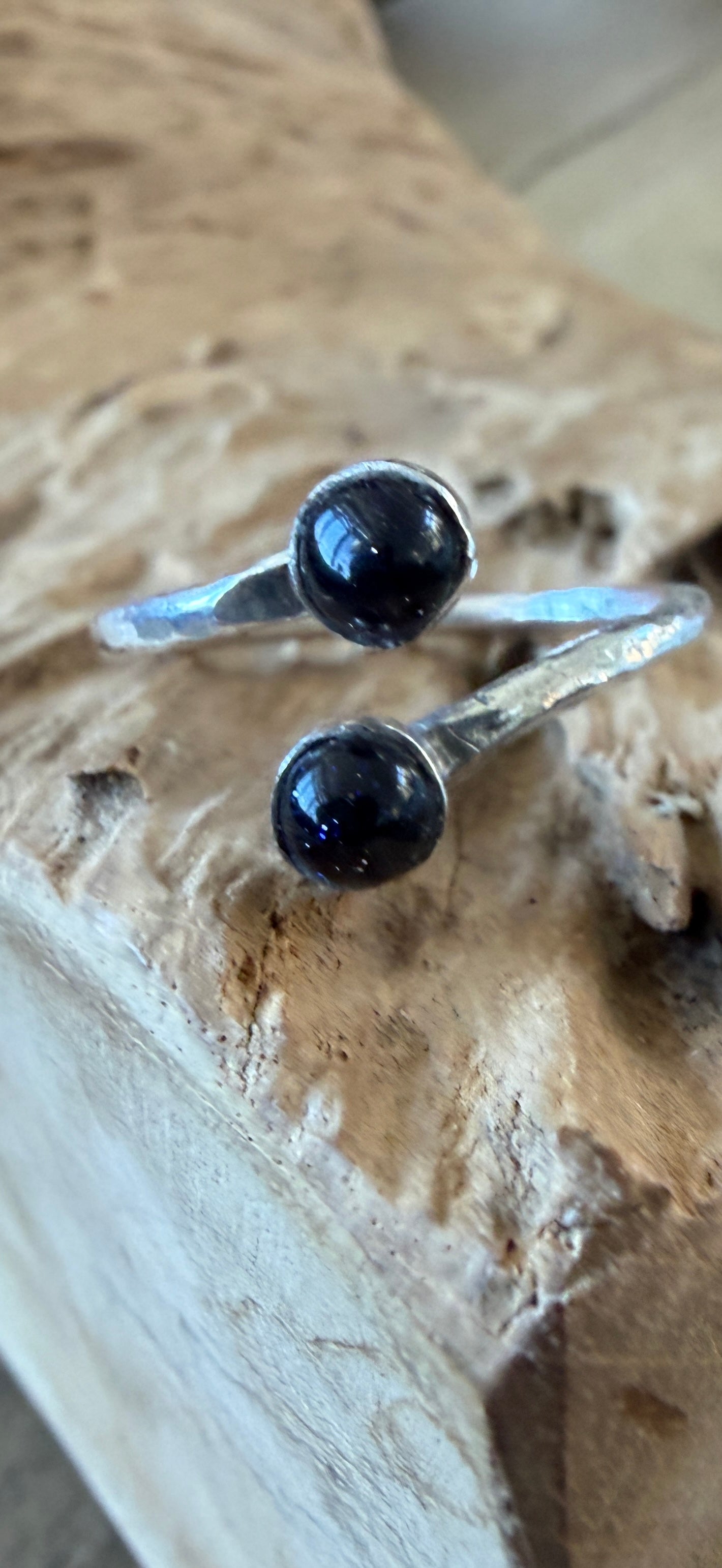 Adjustable blue goldstone ring