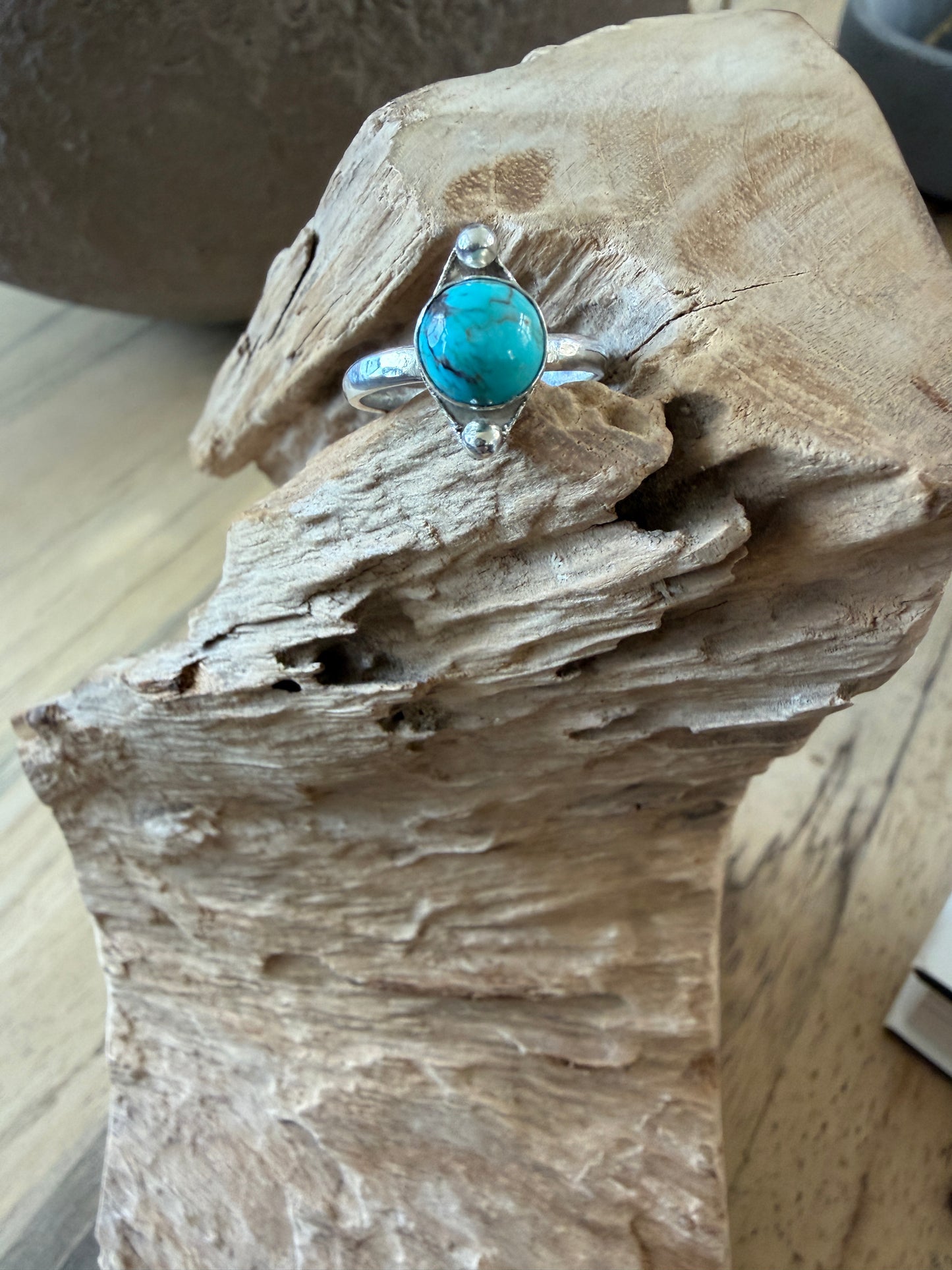 Turquoise and recycled silver ring