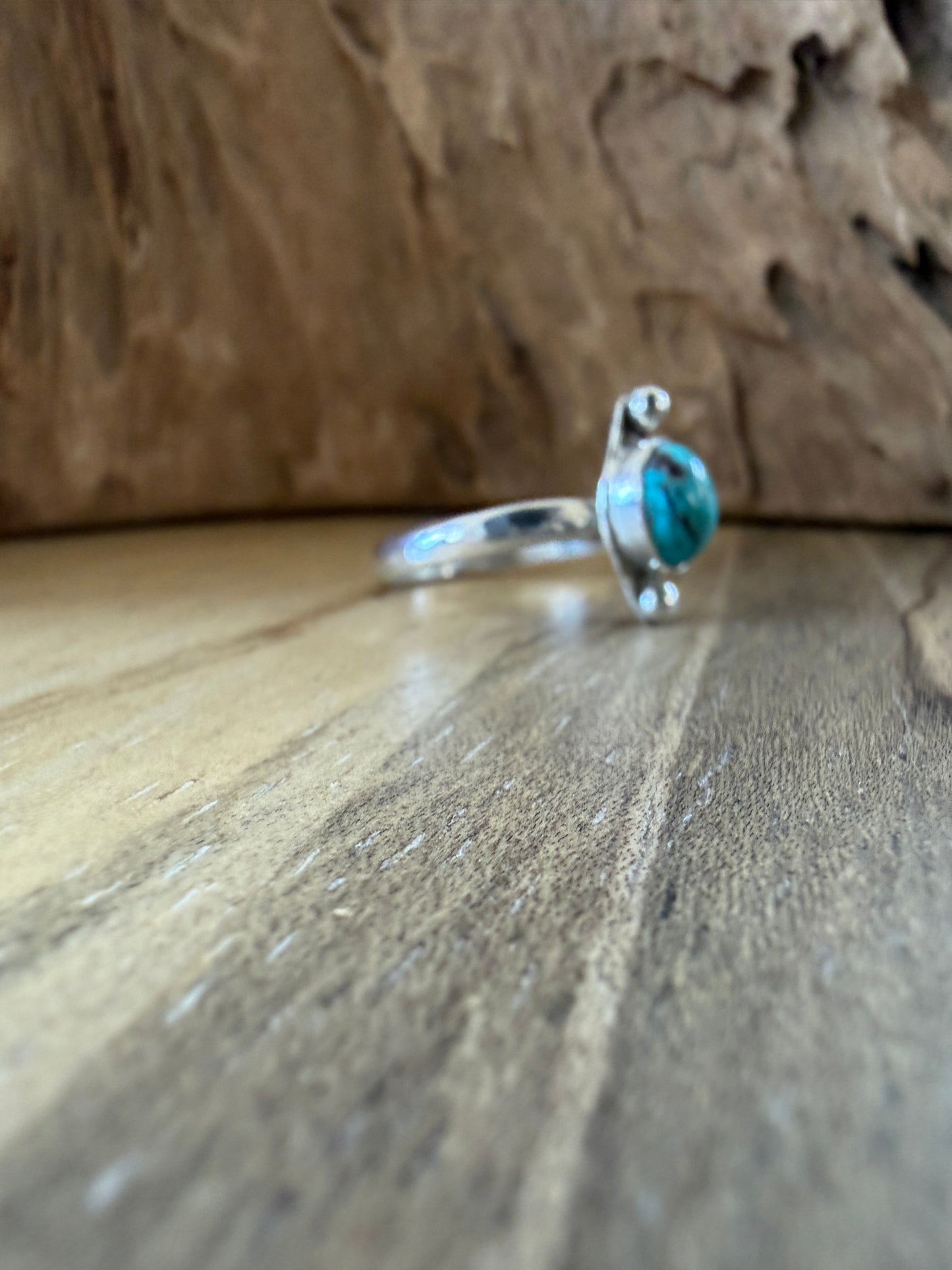 Turquoise and recycled silver ring